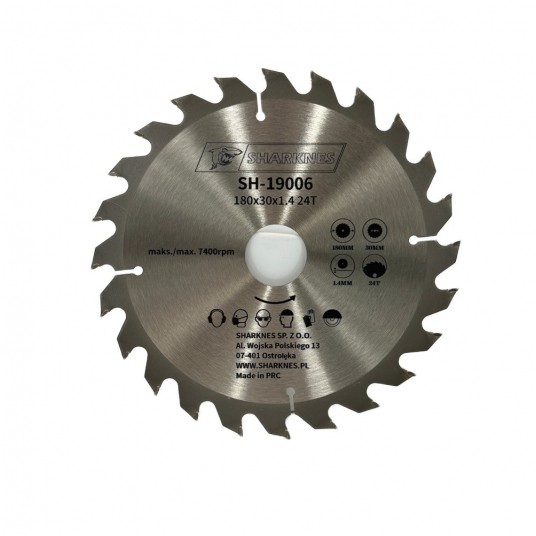 SHARKNES PIŁA TARCZOWA WIDIOWA 180x30x1.4 24z -zdjęcie numer 1