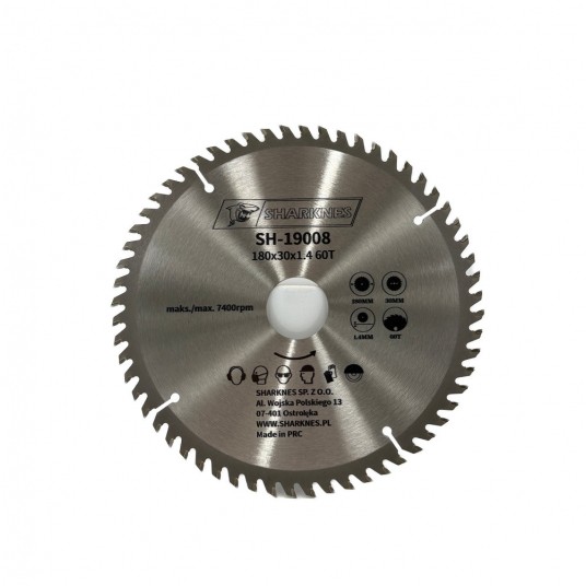 SHARKNES PIŁA TARCZOWA WIDIOWA 180x30x1.4 60z -zdjęcie numer 1