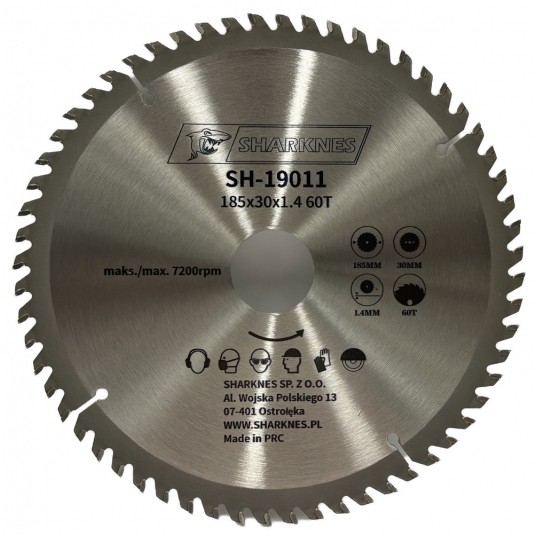 SHARKNES PIŁA TARCZOWA WIDIOWA 185x30x1.4 60z -zdjęcie numer 1