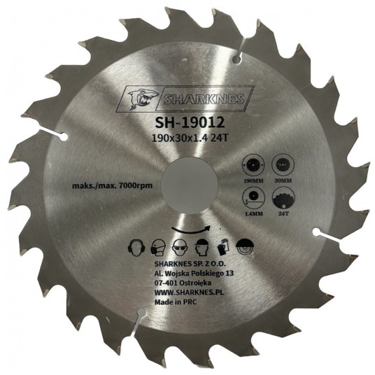SHARKNES PIŁA TARCZOWA WIDIOWA 190x30x1.4 24z -zdjęcie numer 1