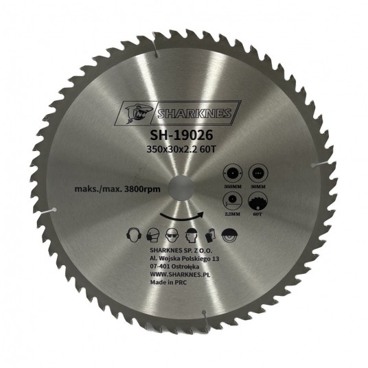 SHARKNES PIŁA TARCZOWA WIDIOWA 350x30x2.2 60z -zdjęcie numer 1