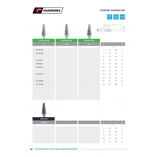 SHARKNES PILNIK OBROTOWY STOŻK. ZAOKRĄ 3/13 T-3mm -zdjęcie numer 2