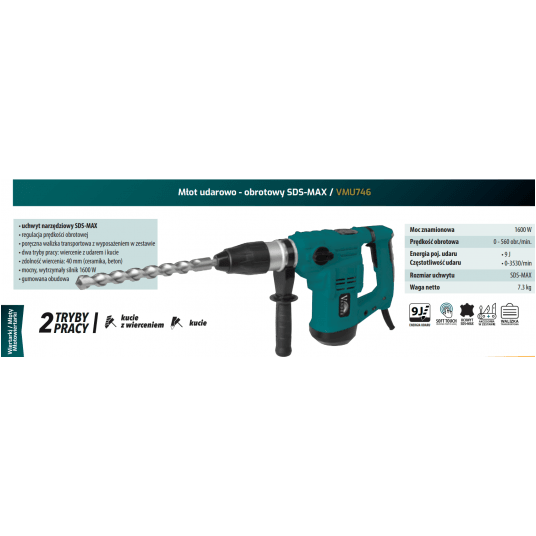 VANDER MŁOT UDAROWO-OBROTOWY VMU744 1500W 6J -zdjęcie numer 1