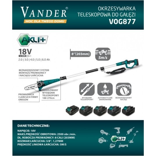 VANDER PILARKA DO GAŁĘ. NA WYSIĘ 18V VOG877 /BODY/ -zdjęcie numer 2