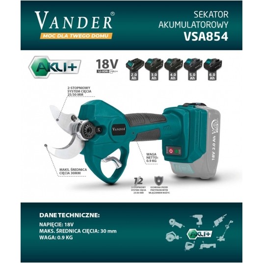 VANDER SEKATOR DO GAŁĘZI 18V VSA854 /BODY/ -zdjęcie numer 2