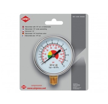 AIRPRESS MANOMETR 1/4" W BLISTRZE Z DOLNYM GWINTEM
