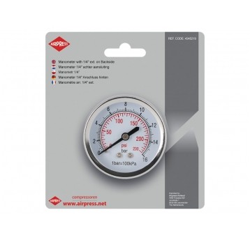 AIRPRESS MANOMETR 1/4" W BLISTRZE Z TYLNYM GWINTEM