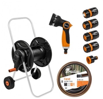 BRADAS WÓZEK Z WĘŻEM 1/2" 20m PISTOLET I ARMATURA