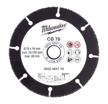 MILWAUKEE TARCZA UNIW. Z NASYPEM Z WĘGLIKA 76mm