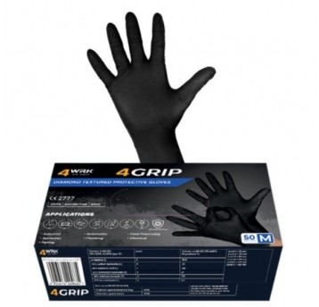 RĘKAWICE NITRYLOWE 4WRK 4GRIP BLACK 50szt. r.10/XL