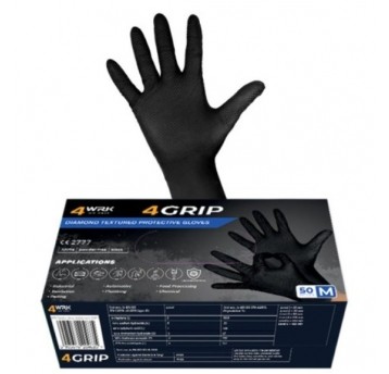 RĘKAWICE NITRYLOWE 4WRK 4GRIP BLACK 50szt. r. 8/M