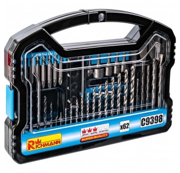 RICHMANN KOMPLET WIERTEŁ NA BIT 1/4 62el. C9398