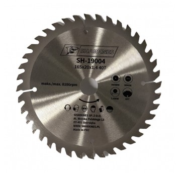 SHARKNES PIŁA TARCZOWA WIDIOWA 165x20x1.4 40z