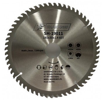 SHARKNES PIŁA TARCZOWA WIDIOWA 185x30x1.4 60z