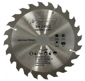 SHARKNES PIŁA TARCZOWA WIDIOWA 190x30x1.4 24z