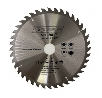 SHARKNES PIŁA TARCZOWA WIDIOWA 210x30x1.6 40z