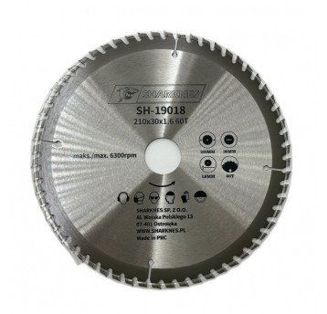 SHARKNES PIŁA TARCZOWA WIDIOWA 210x30x1.6 60z