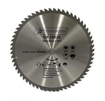 SHARKNES PIŁA TARCZOWA WIDIOWA 350x30x2.2 60z