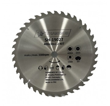 SHARKNES PIŁA TARCZOWA WIDIOWA 400x30x2.2 40z