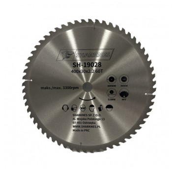 SHARKNES PIŁA TARCZOWA WIDIOWA 400x30x2.2 60z